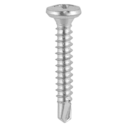 TIMCO Window Fabrication Screws Friction Stay Pan PH Self-Tapping Thread Self-Drilling Point Martensitic Stainless Steel & Silver Organic