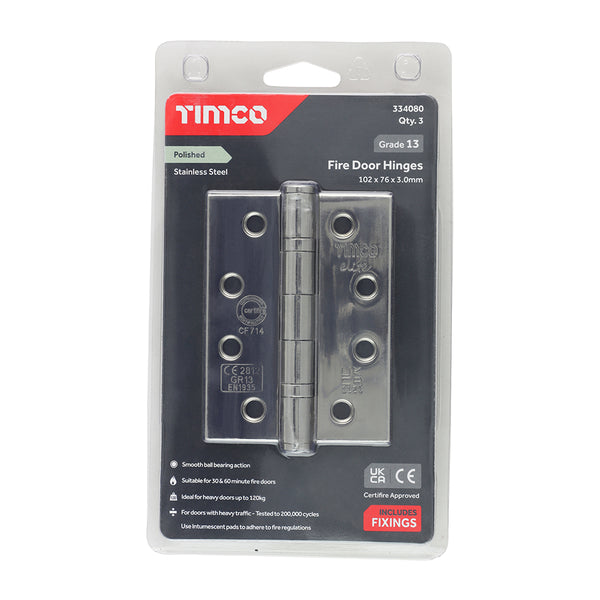 13 Fire Door Hinge Matt BLK SS