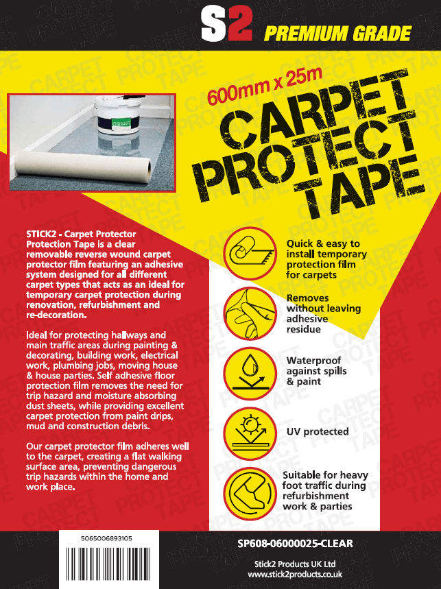 Carpet Protection Film - Reverse Wound - 600mm x 25m STICK2