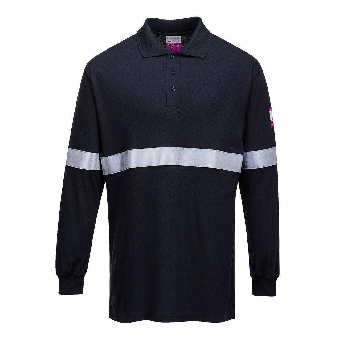 FR Modaflame Anti-Static Long Sleeve Polo Shirt with Reflective Tape