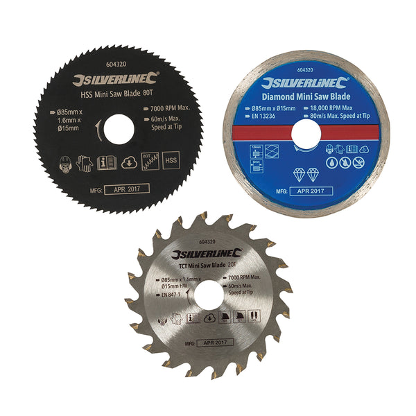 Silverline Mini Saw Blade Set 3pce