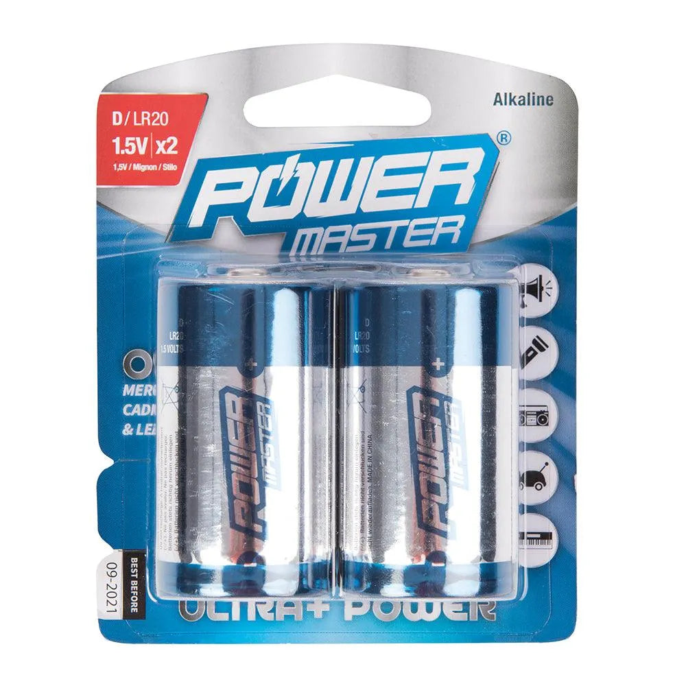 Powermaster D-Type Super Alkaline Battery LR20 2pk - 0