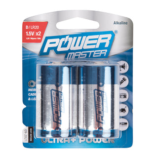 Powermaster D-Type Super Alkaline Battery LR20 2pk