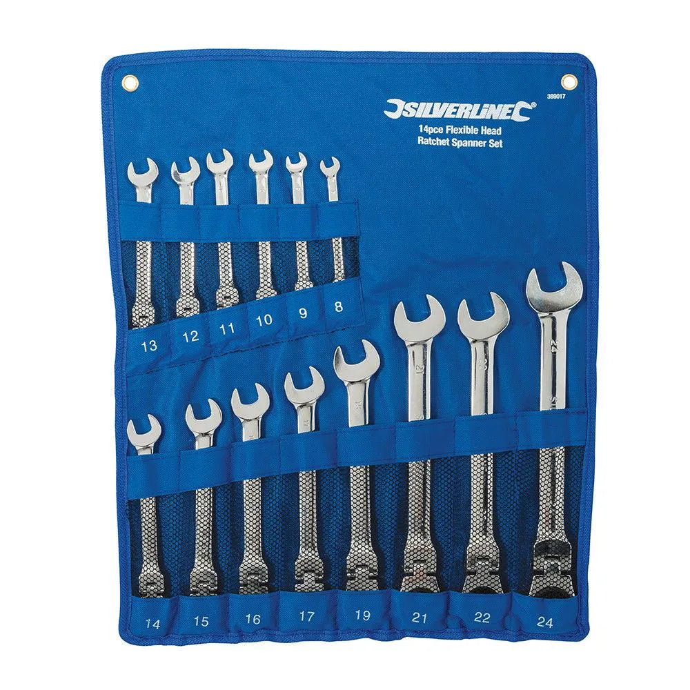 Silverline Flexible Head Ratchet Spanner Set 14pce