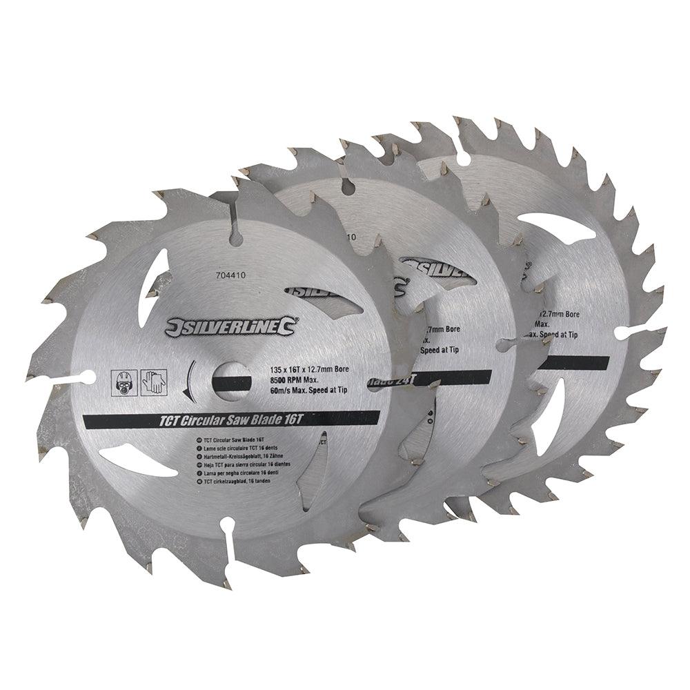 Silverline TCT Circular Saw Blades 16, 24, 30T 3pk