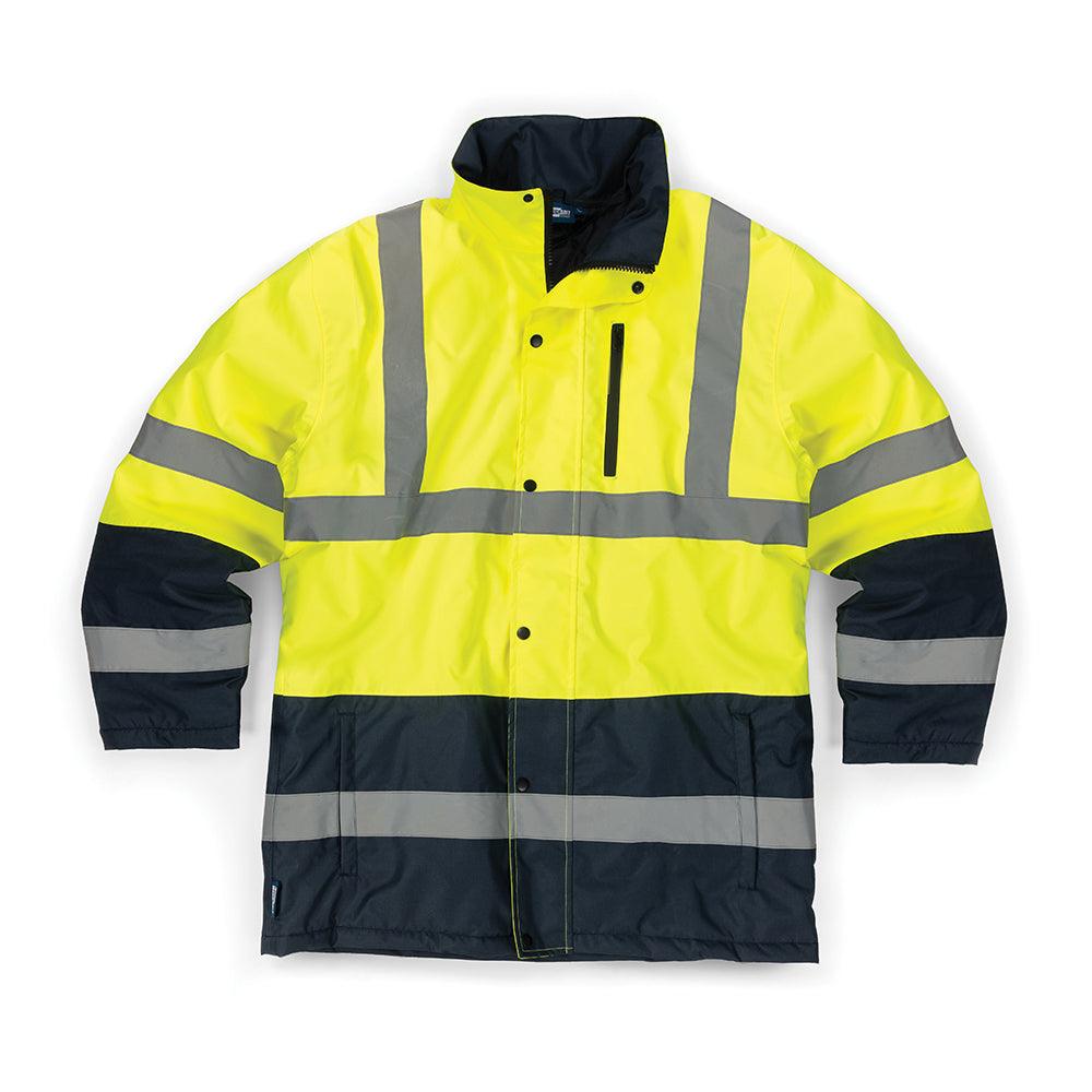 Tough Grit Hi-Vis 2-Tone Waterproof Jacket Yellow/Navy