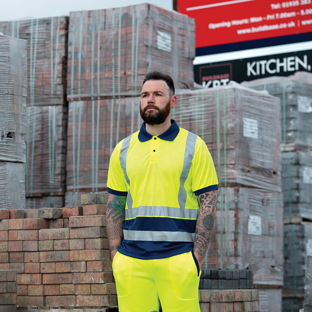 Tough Grit Hi-Vis 2-Tone Polo Shirt Yellow/Navy - 0