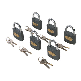 Silverline Iron Padlock Keyed Alike 6pk