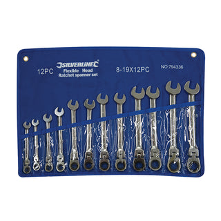 Silverline Flexible Head Ratchet Spanner Set 12pce