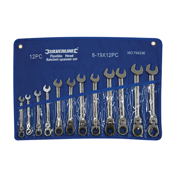 Silverline Flexible Head Ratchet Spanner Set 12pce