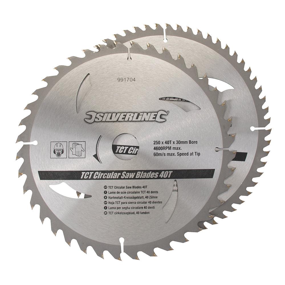 Silverline TCT Circular Saw Blades 40, 60T 2pk