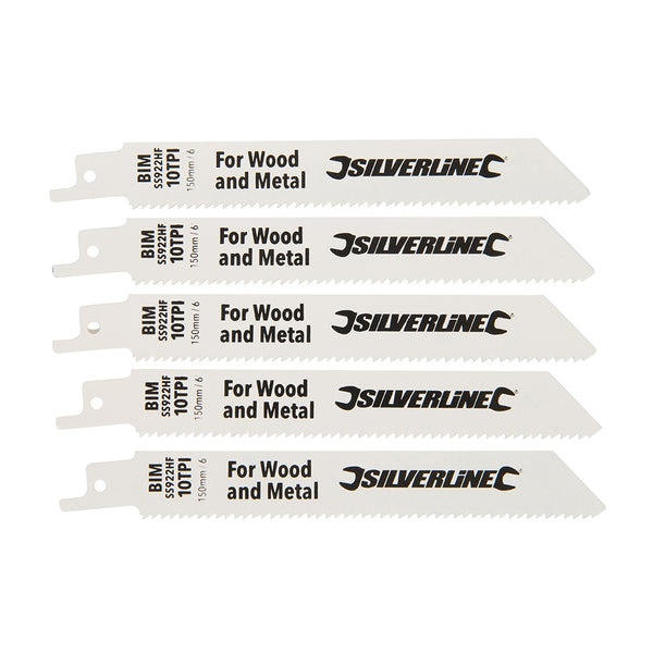 Silverline Recip Saw Blades for Demolition 5pk