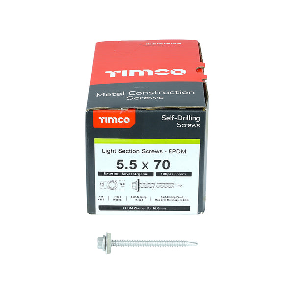 TIMCO Self-Drilling Light Section Screws Exterior Silver with EPDM Washer