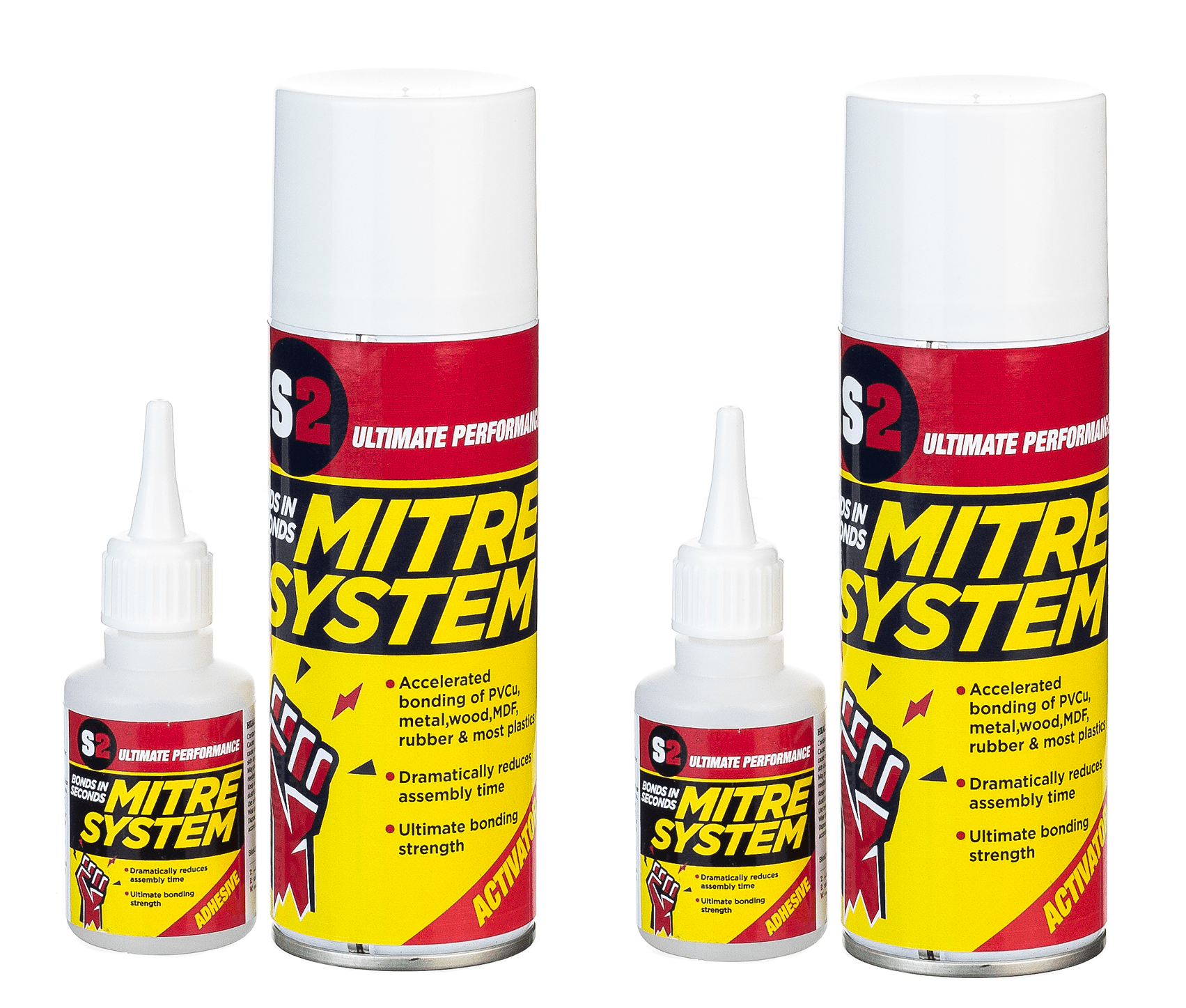 S2 Mitre Ultimate Performance Fix Adhesive Kit - 50g HV Adhesive + 200g Activator STICK2