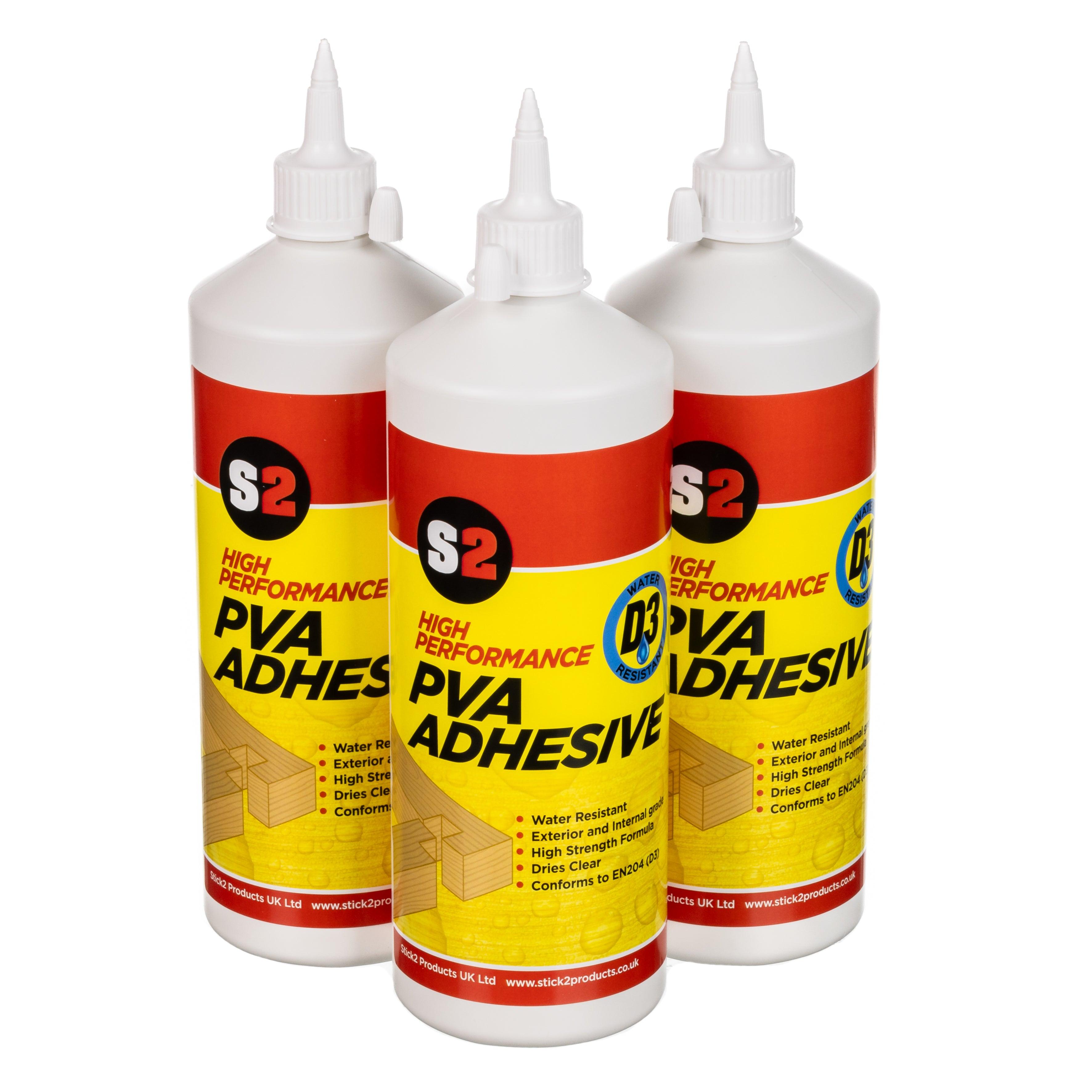 S2 D3 Water Resistant PVA Adhesive - 1KG - White But Dries Clear STICK2