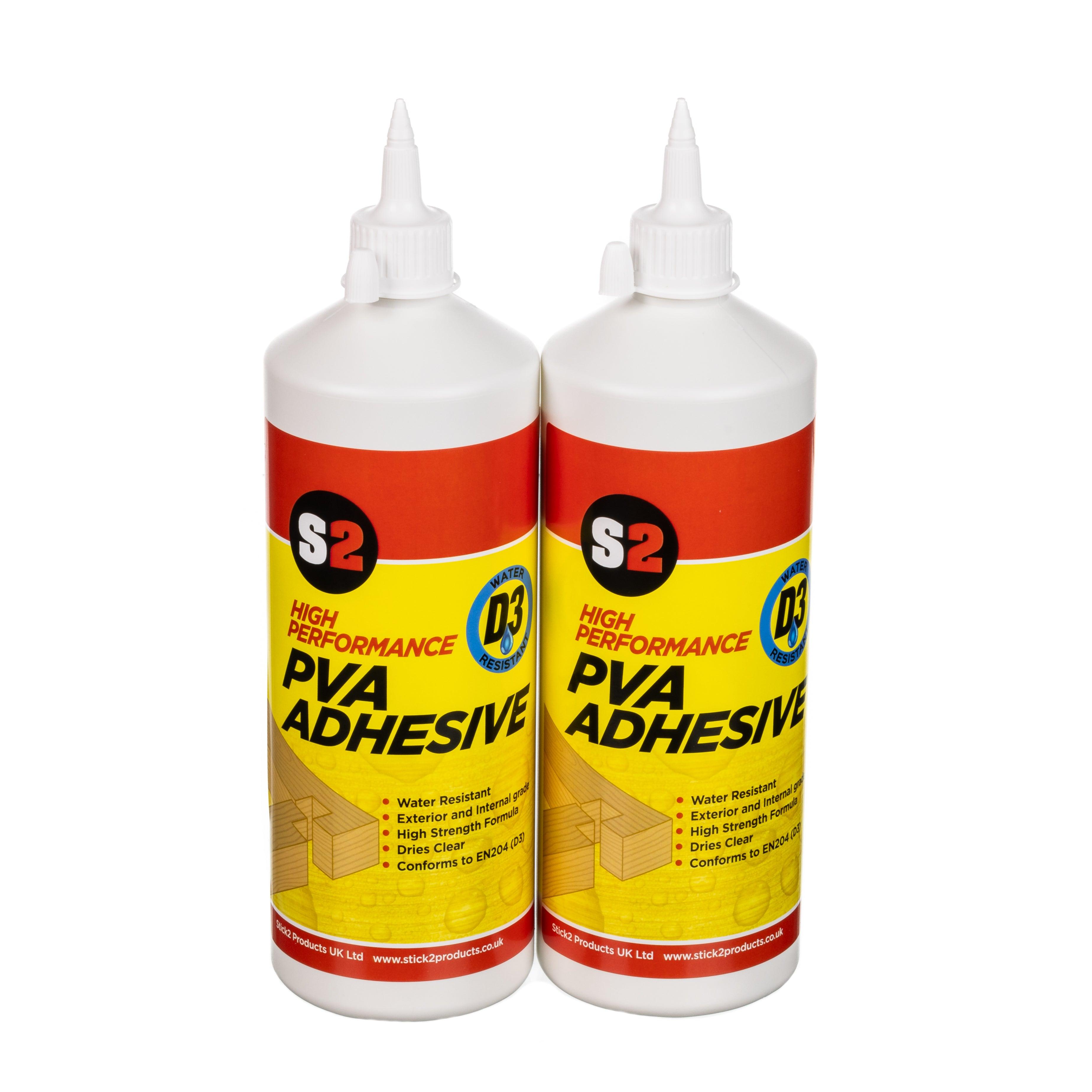 S2 D3 Water Resistant PVA Adhesive - 1KG - White But Dries Clear STICK2