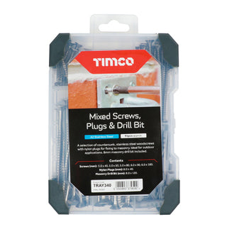 TIMCO Screws, Plug & Drill Bit A2 Stainless Steel Mixed Tray