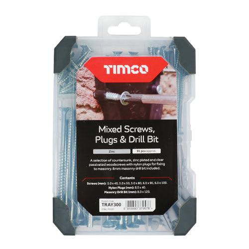 TIMCO Screws, Plug & Drill Bit Silver Mixed Tray