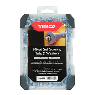 TIMCO Set Screws Nuts Washers Zinc Mixed Tray