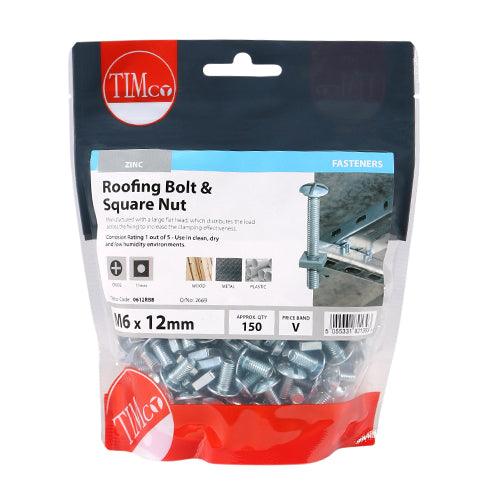 Roofing Bolt & SQ Nut - BZP - 0