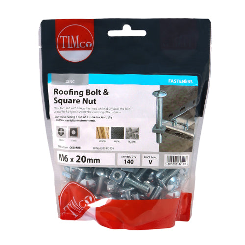 Roofing Bolt & SQ Nut - BZP