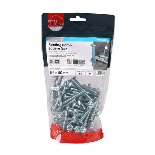 Roofing Bolt & SQ Nut - BZP