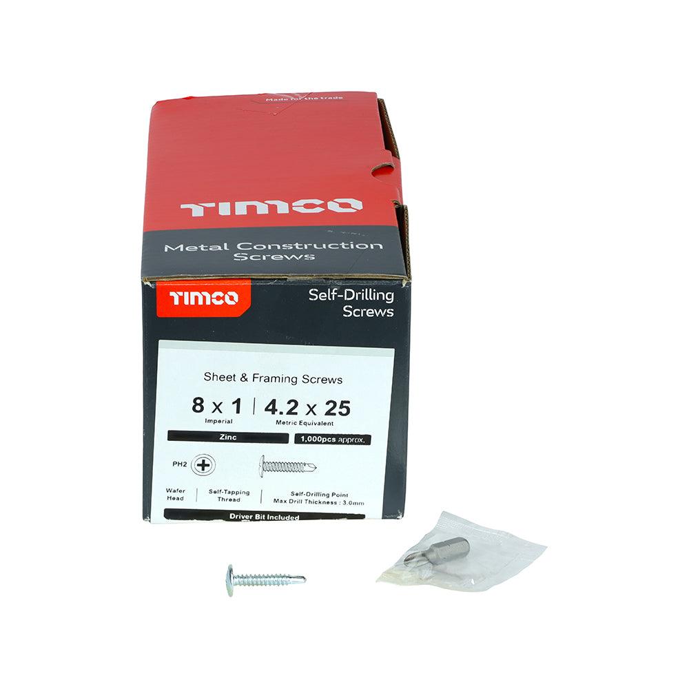 TIMCO Self-Drilling Wafer Head Silver Screws