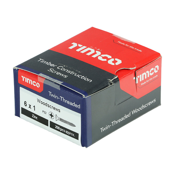 TIMCO Twin-Threaded Countersunk Silver Woodscrews