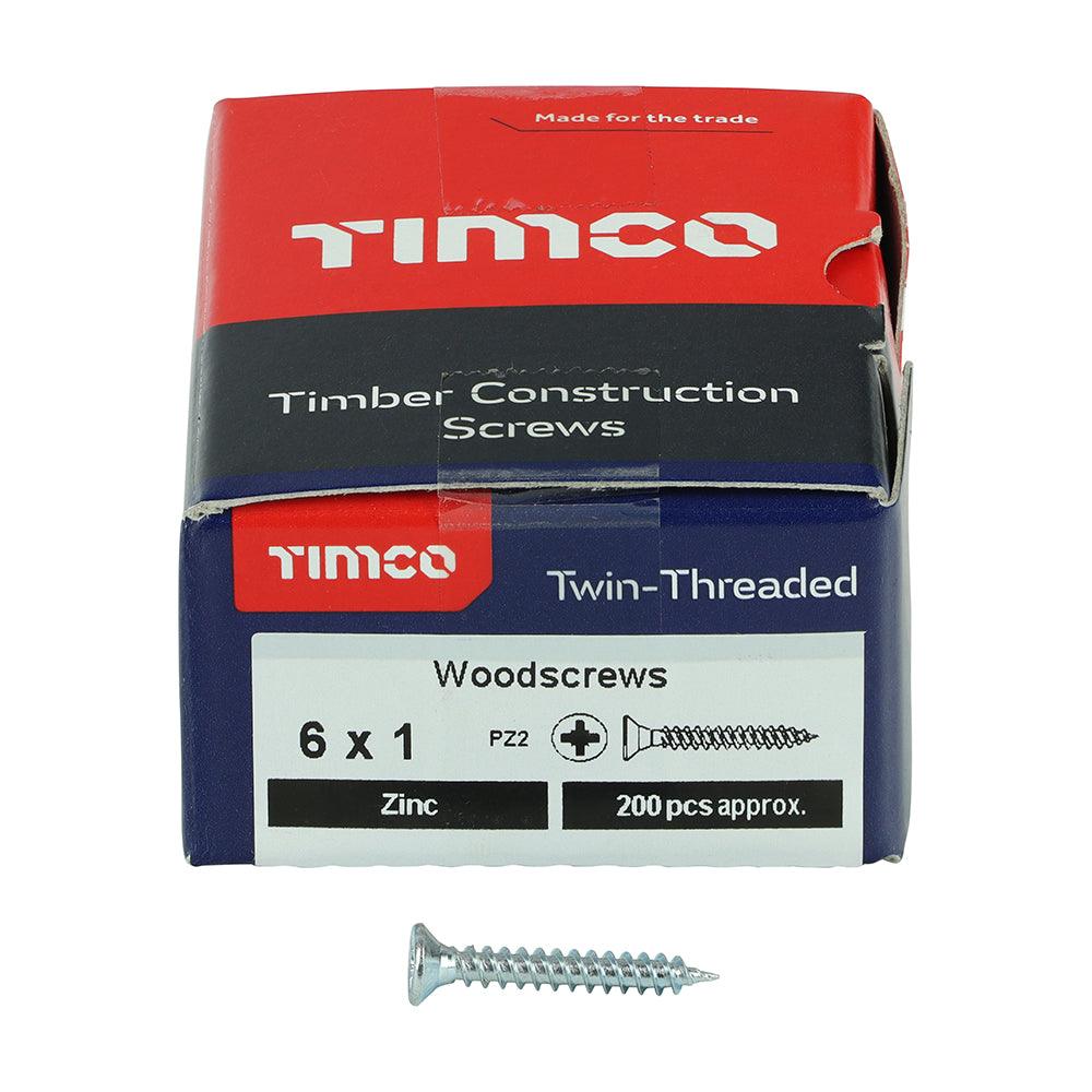 TIMCO Twin-Threaded Countersunk Silver Woodscrews