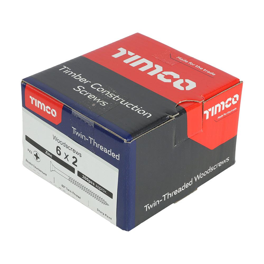 TIMCO Twin-Threaded Countersunk Silver Woodscrews