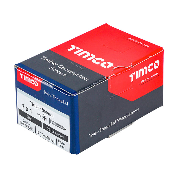 TIMCO Twin-Threaded Countersunk Silver Woodscrews