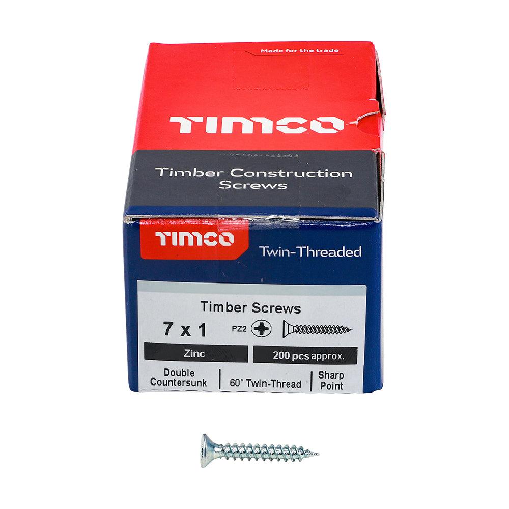 TIMCO Twin-Threaded Countersunk Silver Woodscrews