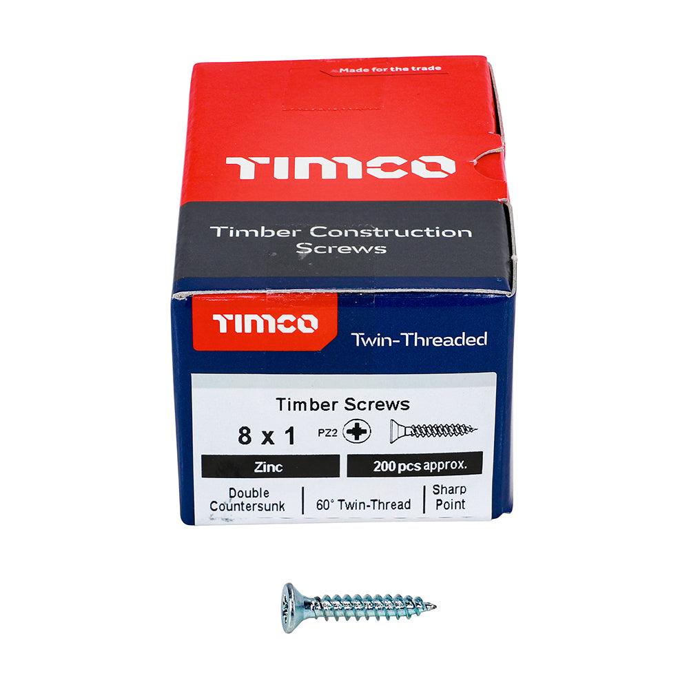 TIMCO Twin-Threaded Countersunk Silver Woodscrews