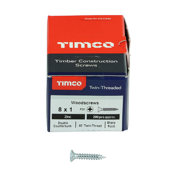 TIMCO Twin-Threaded Countersunk Silver Woodscrews