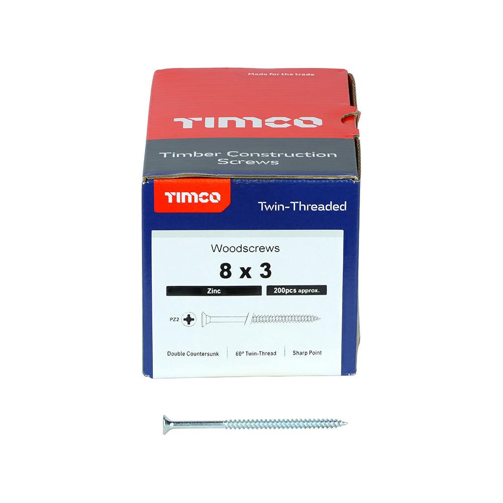 TIMCO Twin-Threaded Countersunk Silver Woodscrews