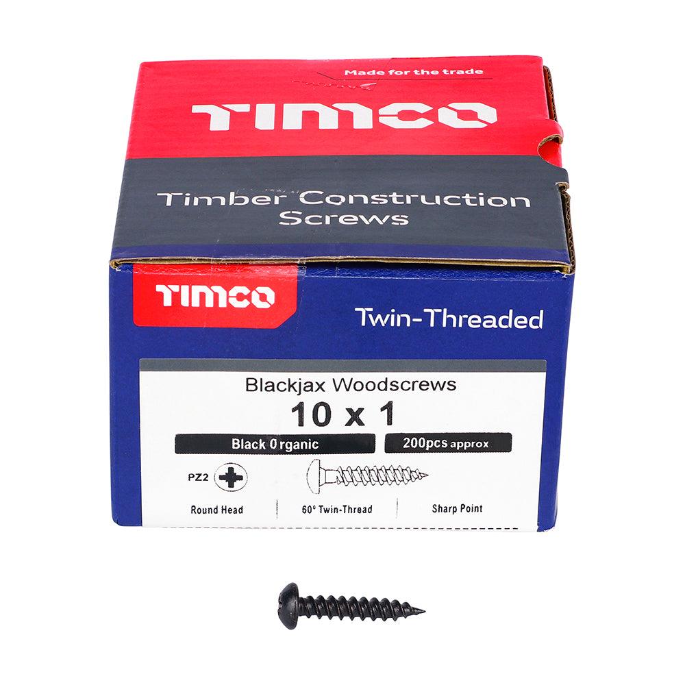 TIMCO Twin-Threaded Round Head Black Woodscrews