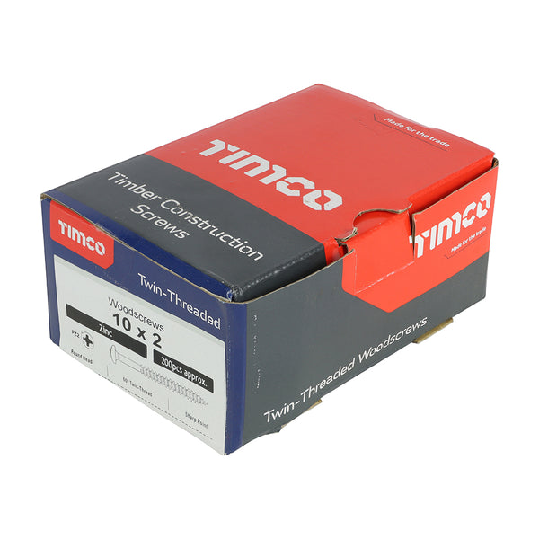 TIMCO Twin-Threaded Round Head Silver Woodscrews