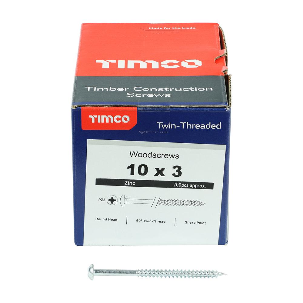 TIMCO Twin-Threaded Round Head Silver Woodscrews