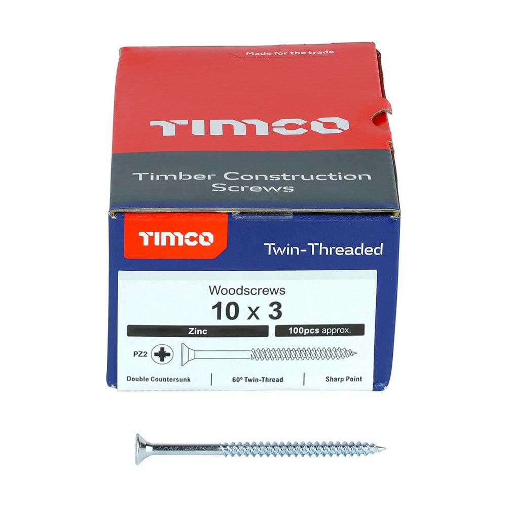 TIMCO Twin-Threaded Countersunk Silver Woodscrews