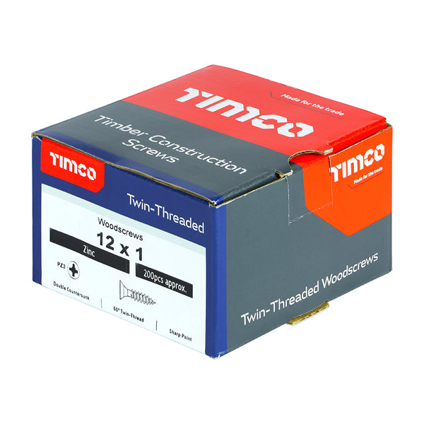 TIMCO Twin-Threaded Countersunk Silver Woodscrews