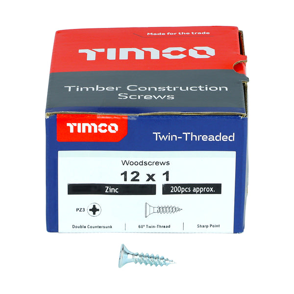 TIMCO Twin-Threaded Countersunk Silver Woodscrews