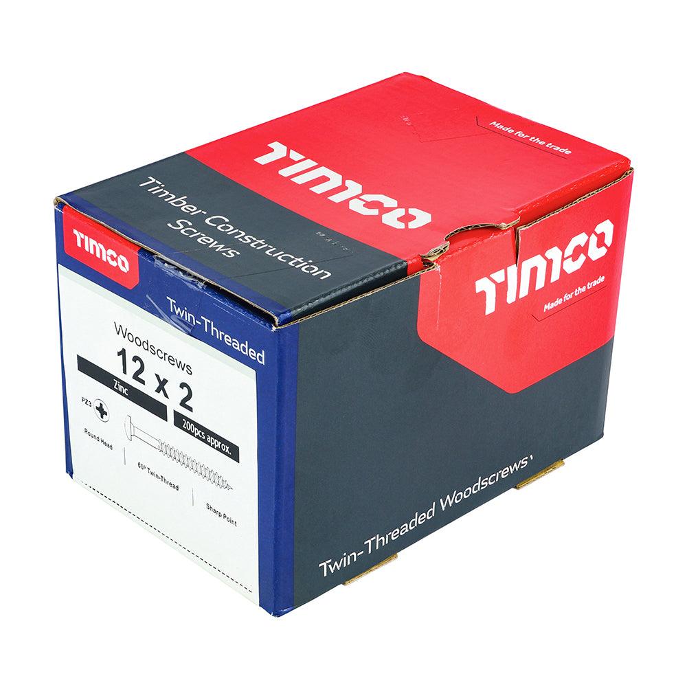 TIMCO Twin-Threaded Round Head Silver Woodscrews - 0