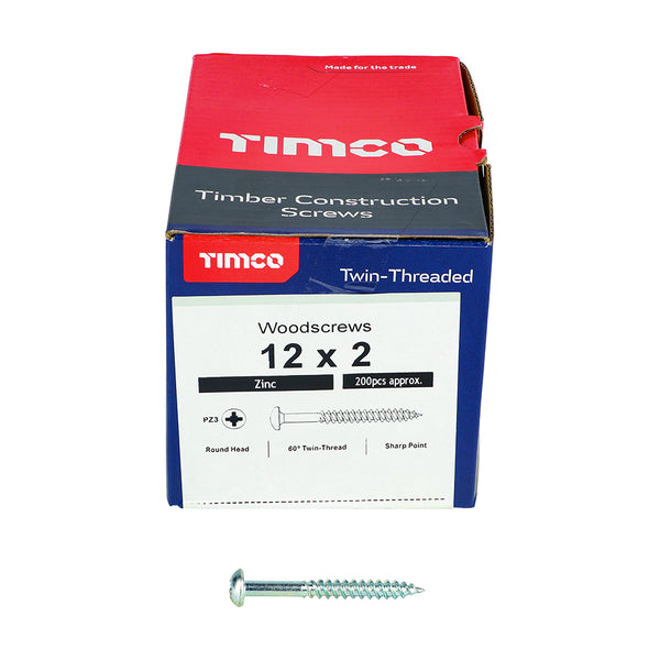 TIMCO Twin-Threaded Round Head Silver Woodscrews