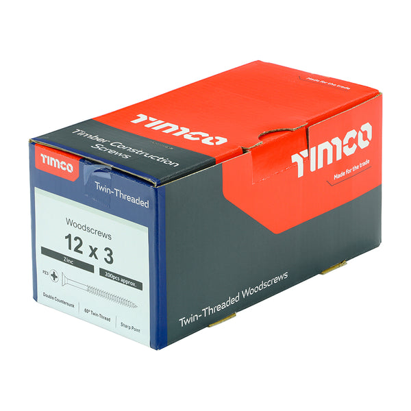 TIMCO Twin-Threaded Countersunk Silver Woodscrews