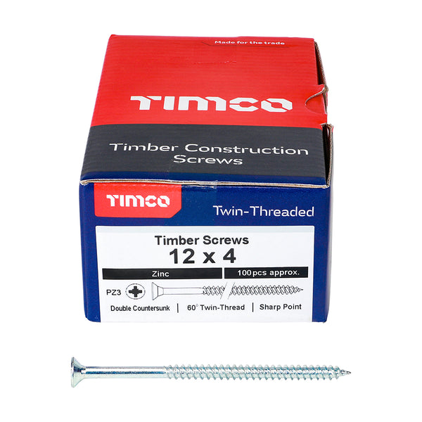 TIMCO Twin-Threaded Countersunk Silver Woodscrews