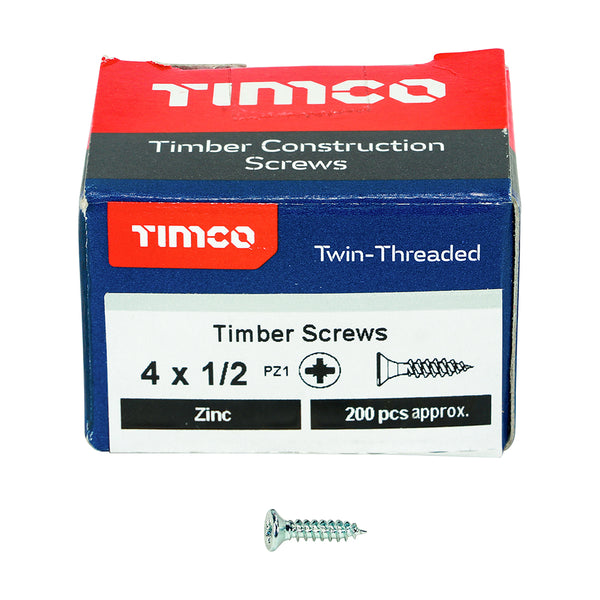 TIMCO Twin-Threaded Countersunk Silver Woodscrews