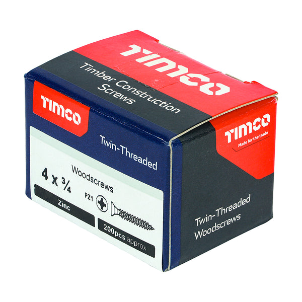 TIMCO Twin-Threaded Countersunk Silver Woodscrews