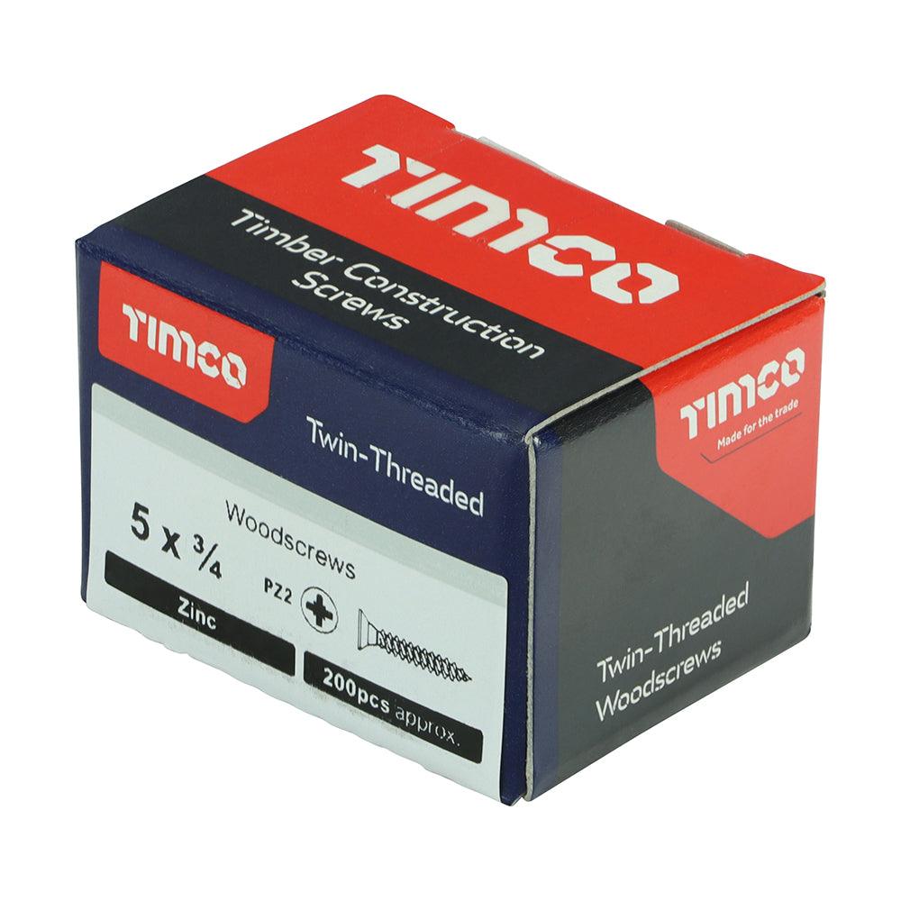 TIMCO Twin-Threaded Countersunk Silver Woodscrews