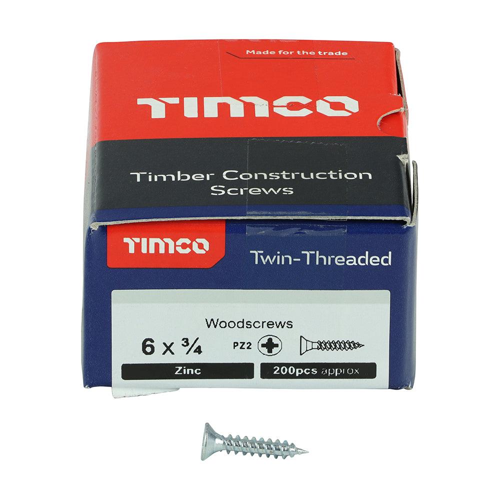 TIMCO Twin-Threaded Countersunk Silver Woodscrews