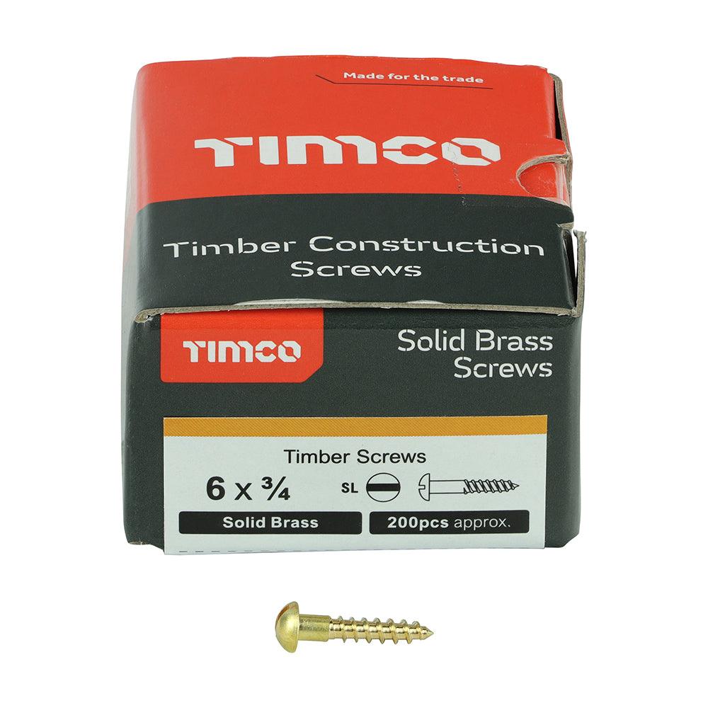 TIMCO Solid Brass Round Head Woodscrews - 0